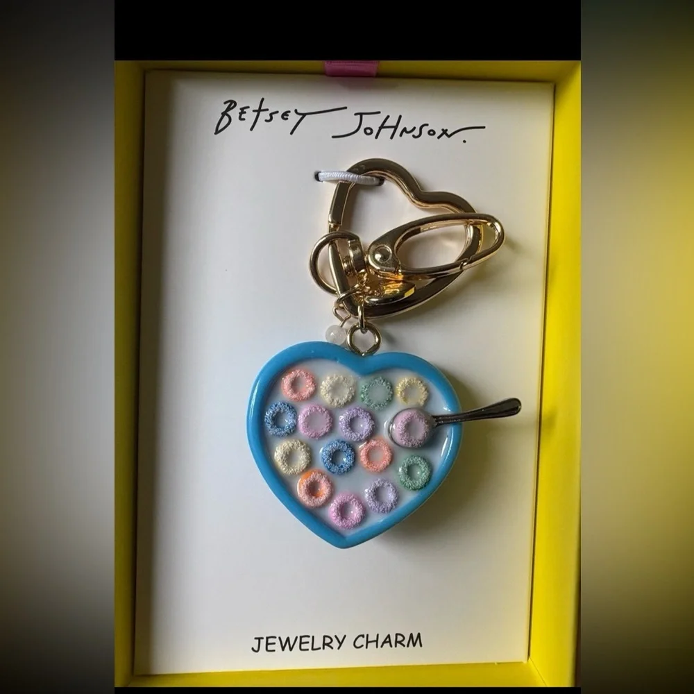 BETSEY JOHNSON Viral Back to School Cereal Bowl Keychain Bag Backpack Charm NWT